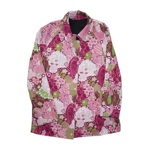 London Fog Reversible Floral Print Jacket – Women’s Small Petite – Pink/Green - Picture 5 of 9